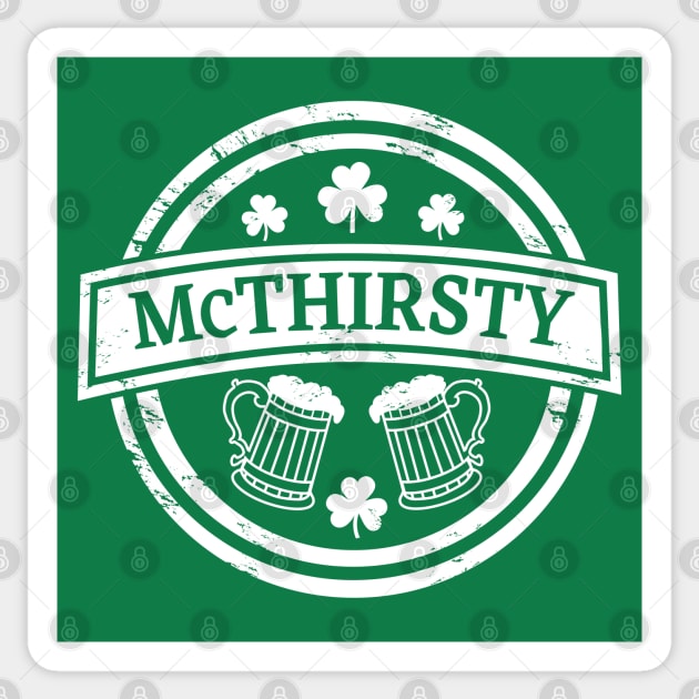 Funny St Patricks Day McThirsty Sticker by HungryDinoDesign